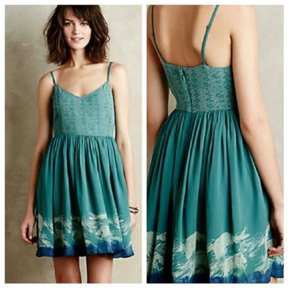 Anthropologie Dresses & Skirts - Anthropologie RARE Watergarden 100% Silk Dress Koi Fish by Floreat Sz 16